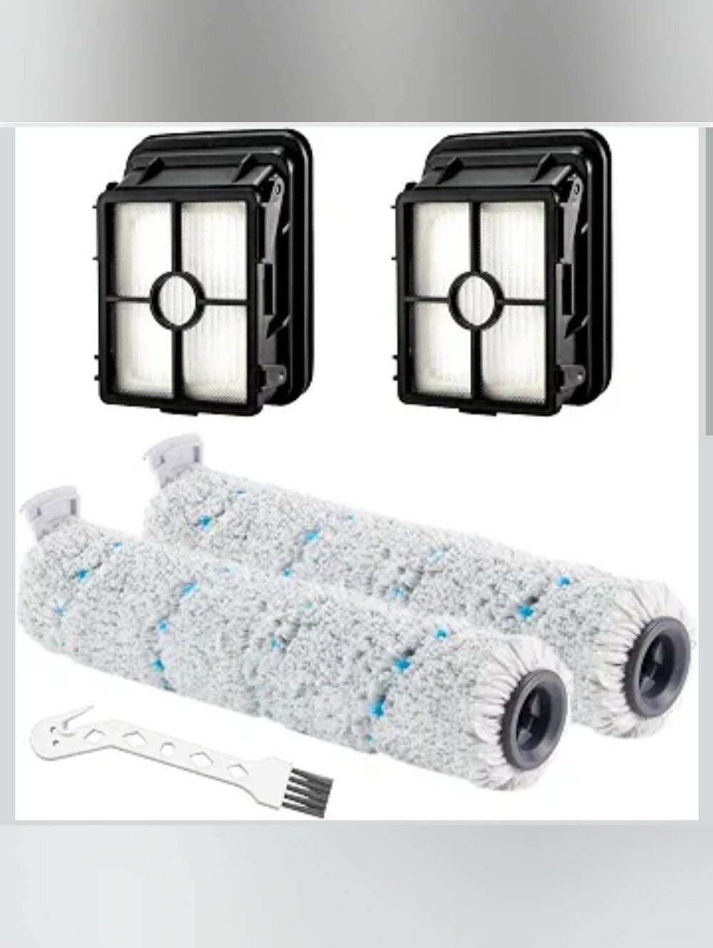 Replacement Roller & Filter Kit for Floor Cleaning Tools - Gray